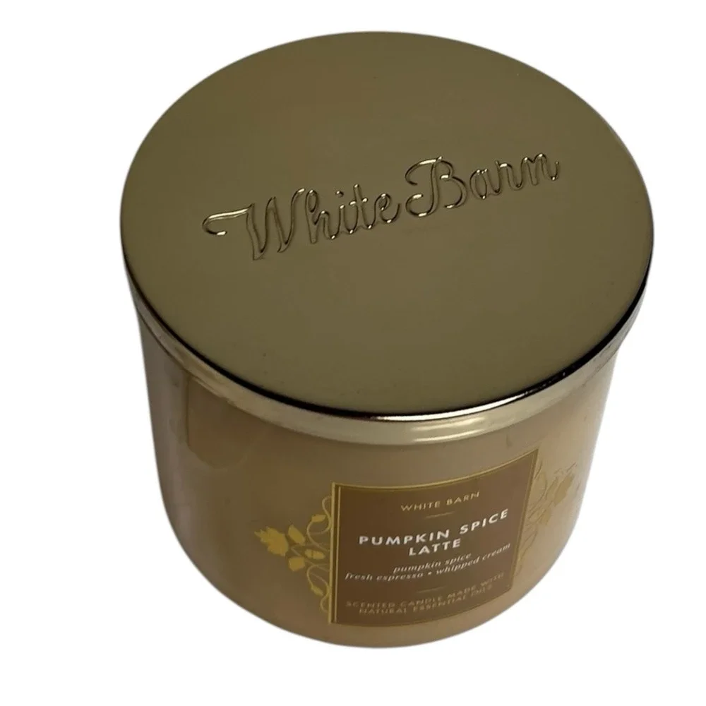 White Barn Bath & Body Works Pumpkin Spice Latte 3 Wick Scented Candle 14.5 oz